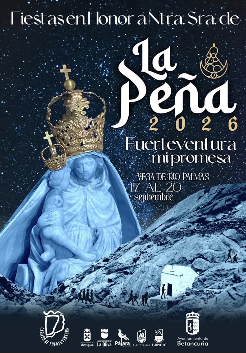 Offizielles Plakat der Fiestas en Honor a Nuestra Señora de La Peña 2026, Vega de Río Palmas, Fuerteventura, 17.-20. September