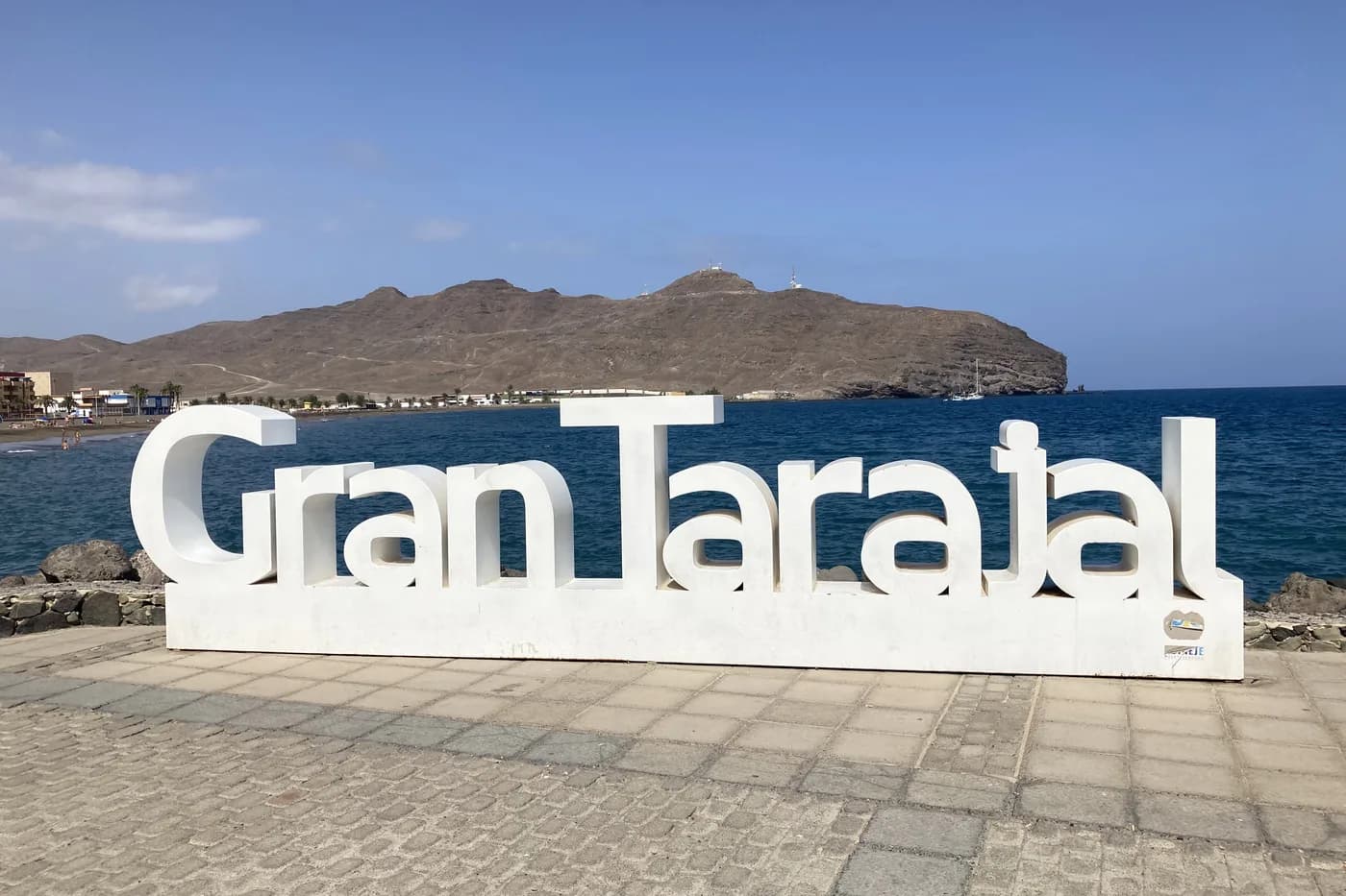 Panneau Gran Tarajal sur le front de mer, Fuerteventura