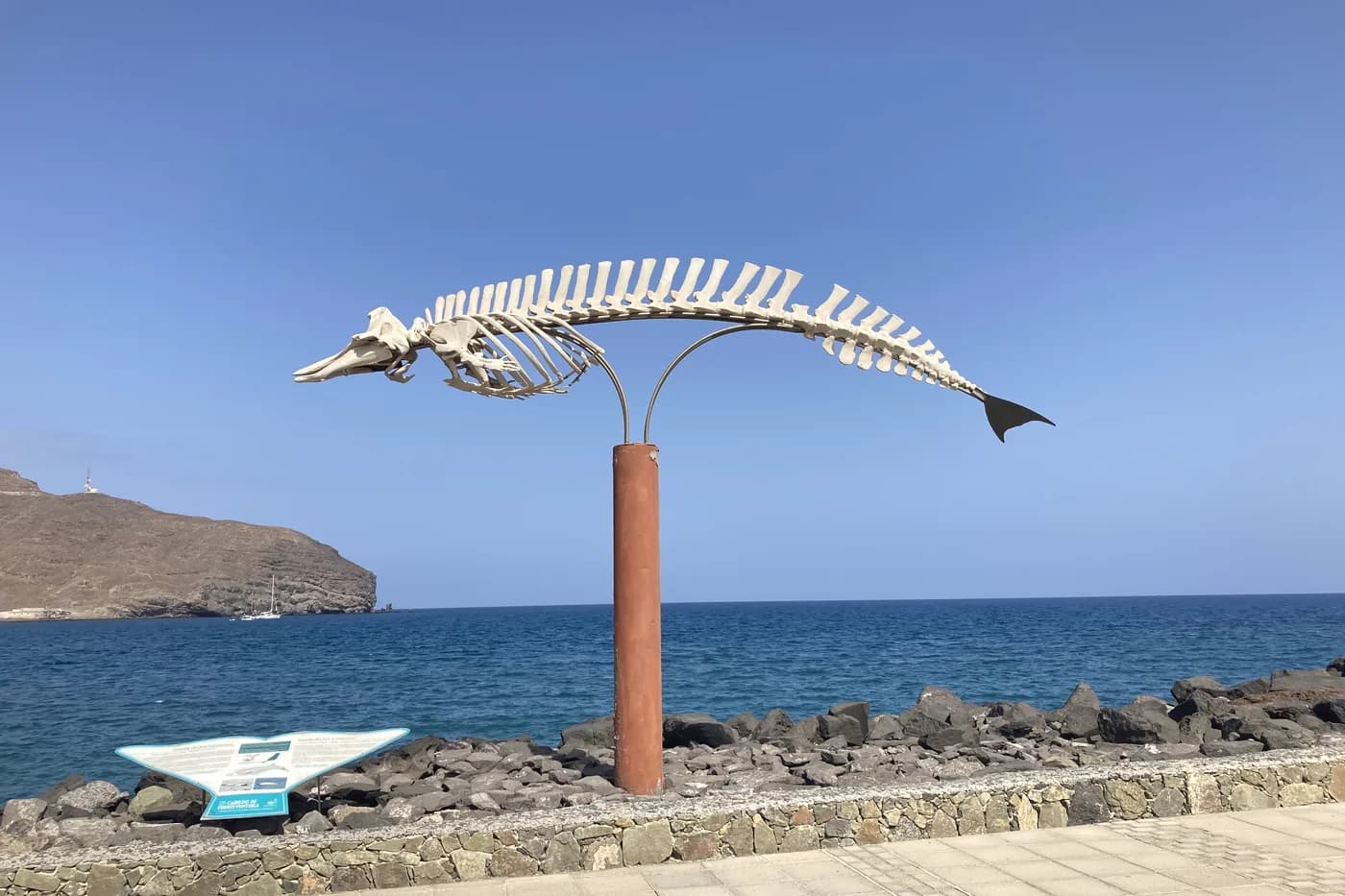 Sculpture d'un squelette de baleine sur la promenade d'El Gran Tarajal, Fuerteventura