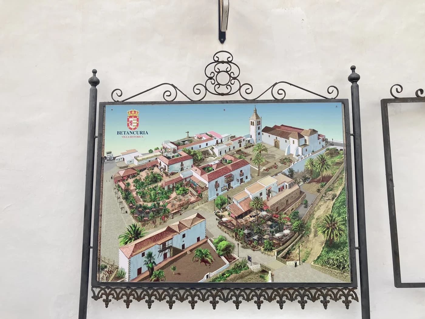 Plaque en céramique représentant le plan du village de Betancuria, Fuerteventura
