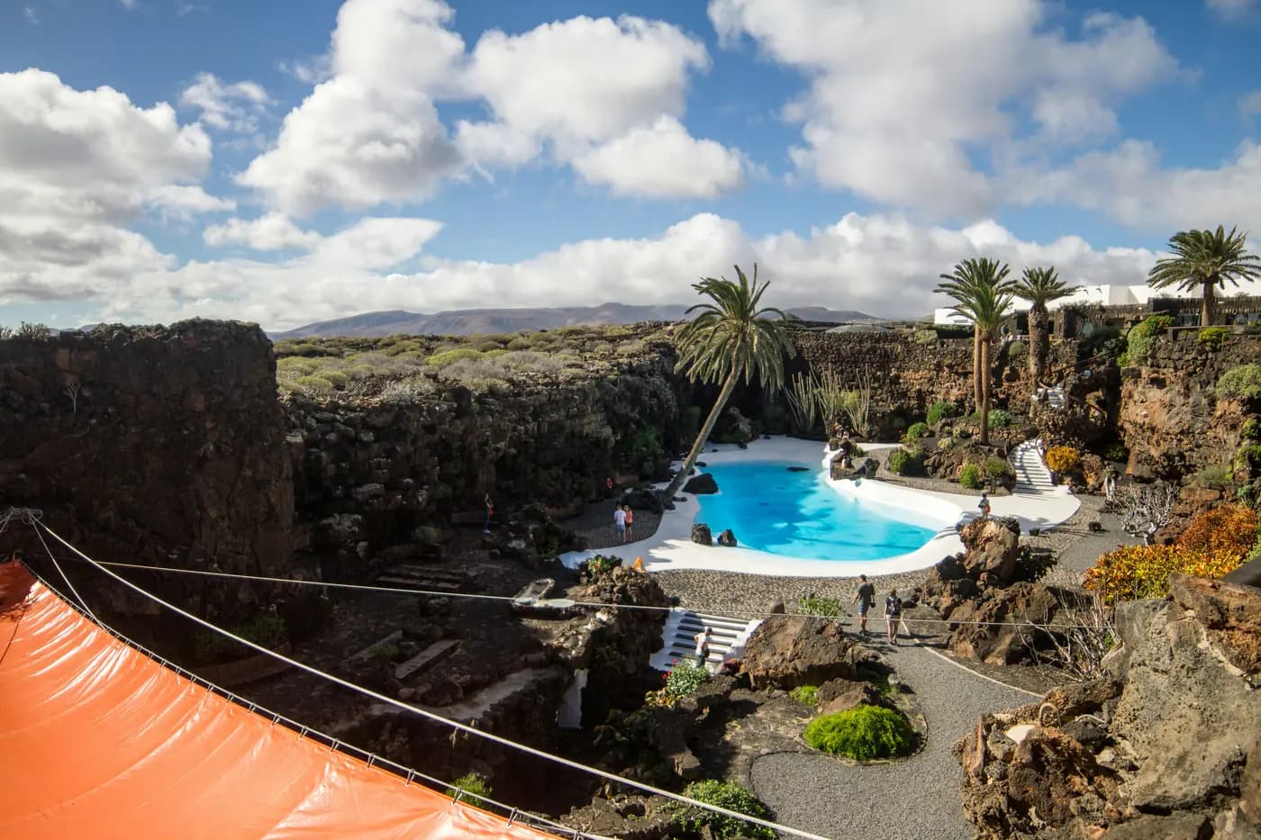 The turquoise lake and pool at Jameos del Agua, Cesar Manrique's work in Lanzarote