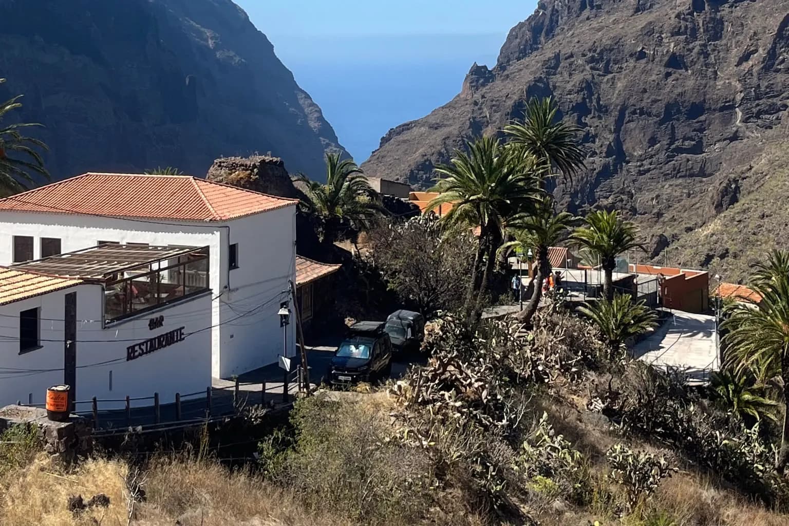 Restaurant traditionnel dans le village de Masca, avec vue sur le ravin, Tenerife
