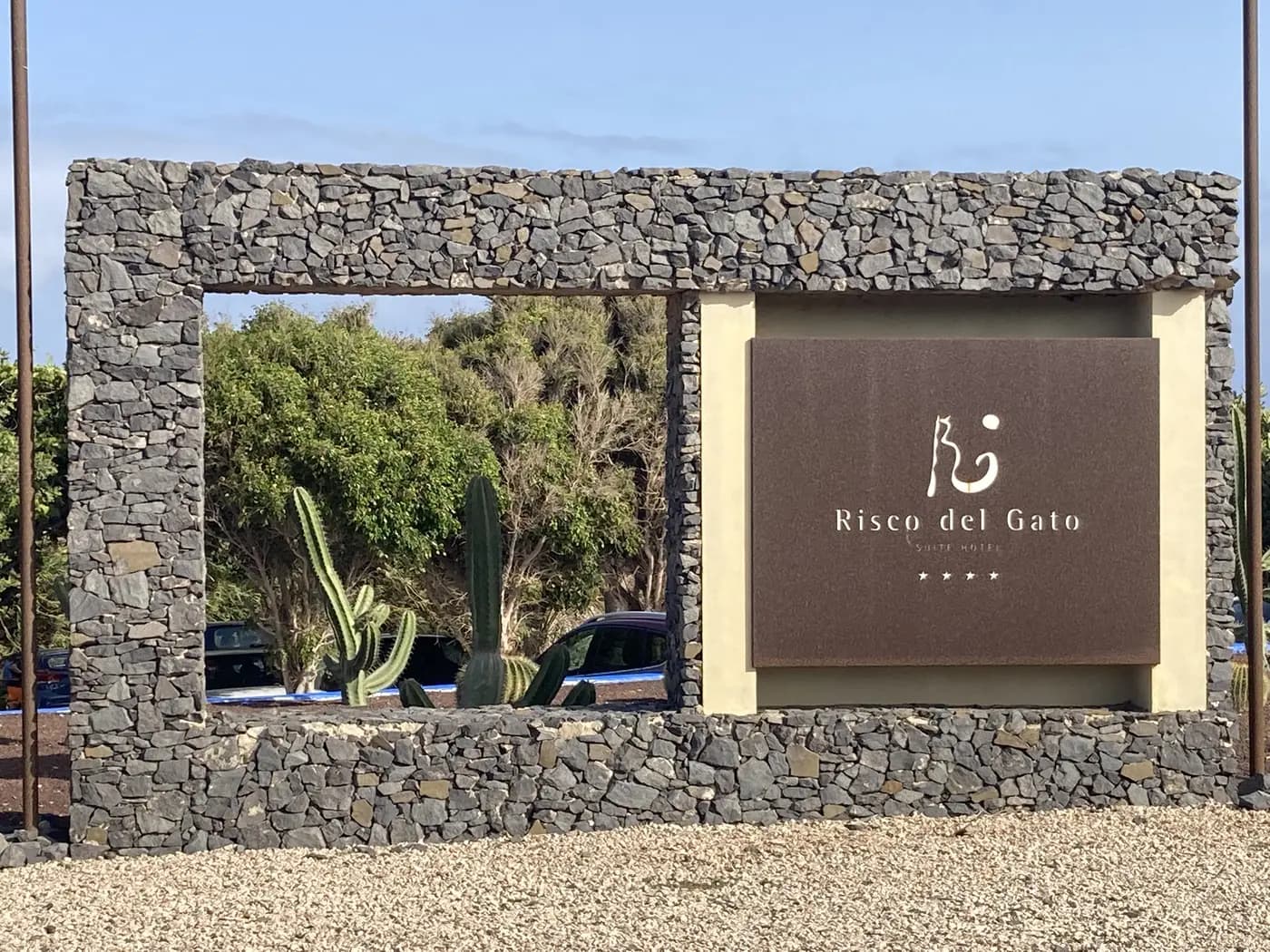Enseigne de l'hôtel Risco del Gato, dans le nord de Fuerteventura