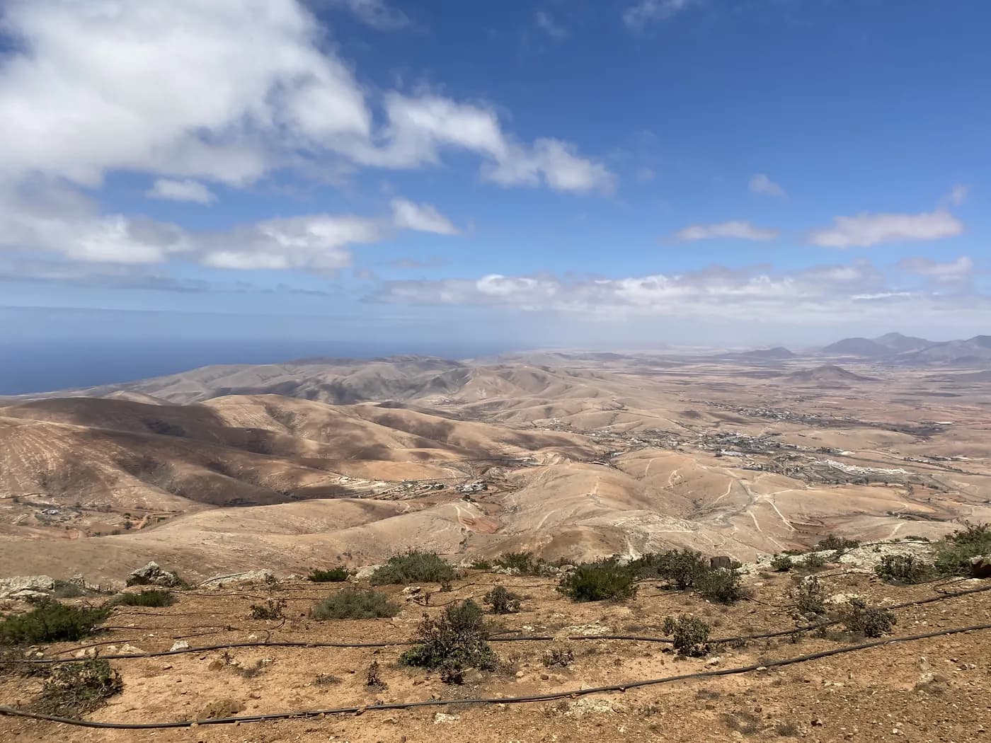 Panoramic view over Fuerteventura's volcanic interior from a hiking trail