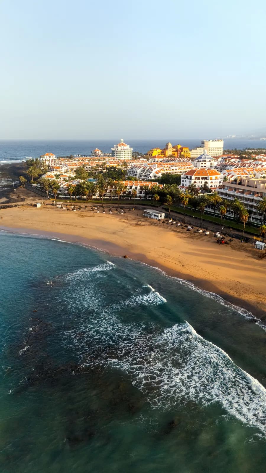 Lively seafront and hotels of Playa de las Américas, southern Tenerife